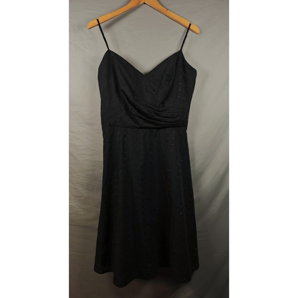 ABS Allan Schwartz Black Eyelet Lines Dress‎ Size 12 Adjustable Straps